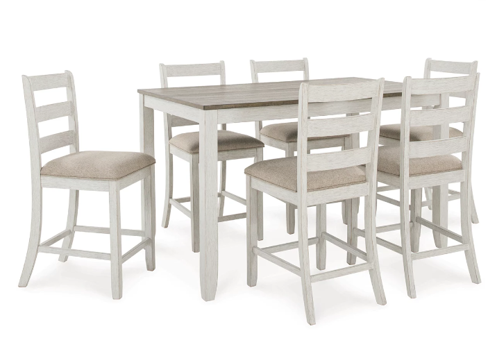Skempton White/Light Brown 7-Piece Counter Height Set