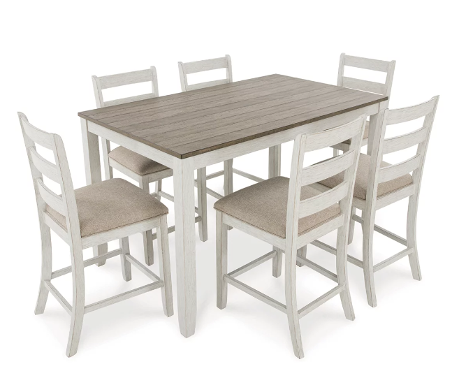 Skempton White/Light Brown 7-Piece Counter Height Set