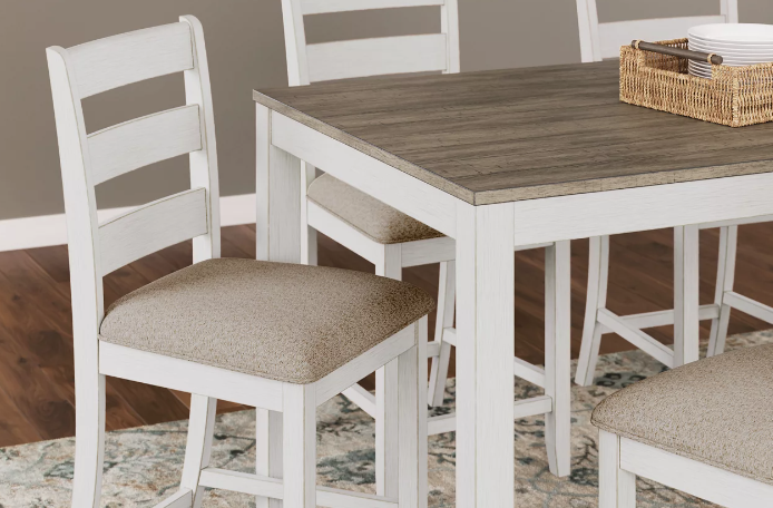 Skempton White/Light Brown 7-Piece Counter Height Set