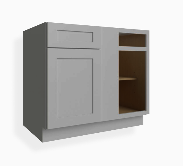 Gray Shaker Blind Corner Base Cabinet