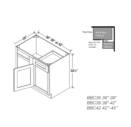 Gray Shaker Blind Corner Base Cabinet