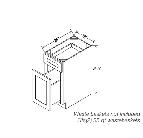 Gray Shaker Base Waste Basket Cabinet