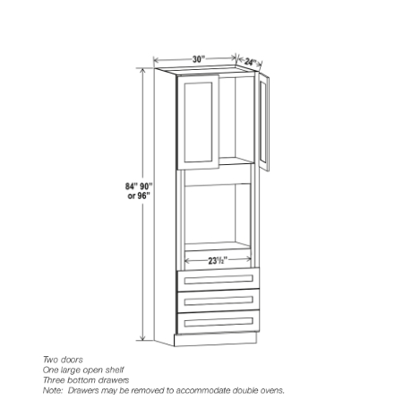Navy Blue Shaker 30″ W Oven Pantry Cabinet