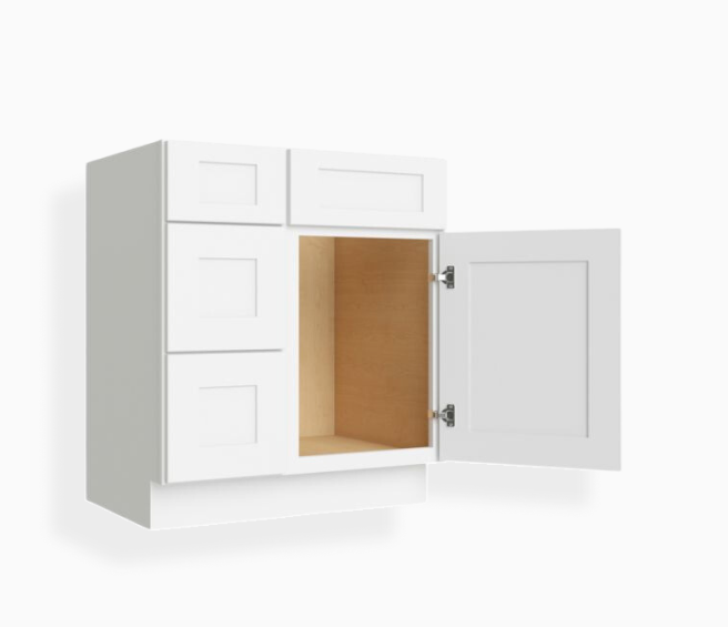 White Shaker 30″ W Vanity Combo with Drawers