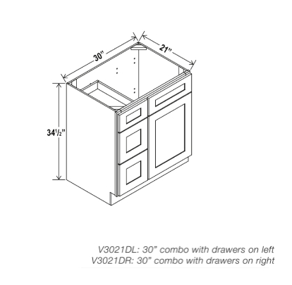 Gray Shaker 30″ W Vanity Combo with Drawers