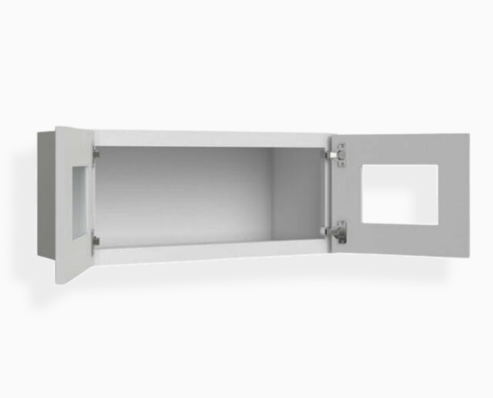 Gray Shaker 18″ H Double Door Wall Cabinet With Glass Doors