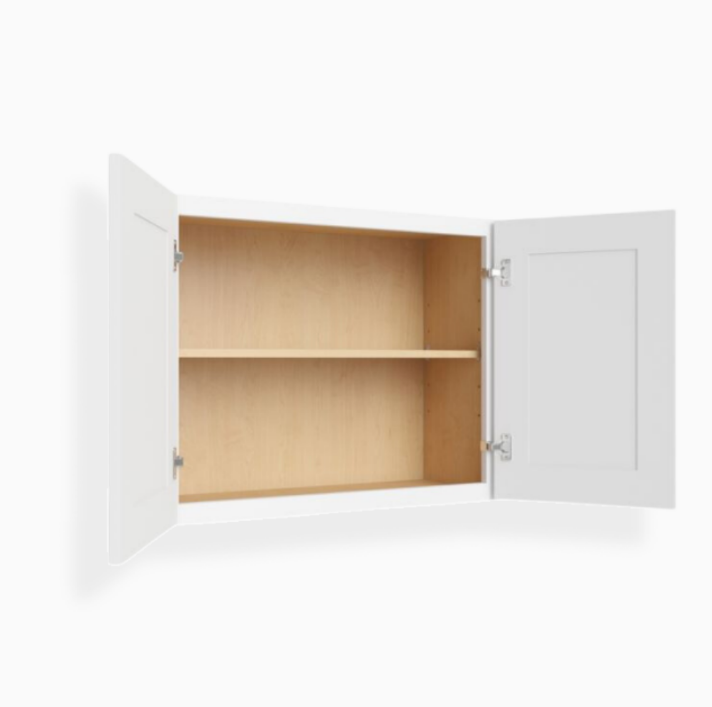 White Shaker 24″ H Double Door Wall Cabinet