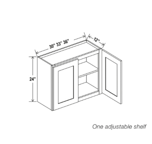 White Shaker 24″ H Double Door Wall Cabinet