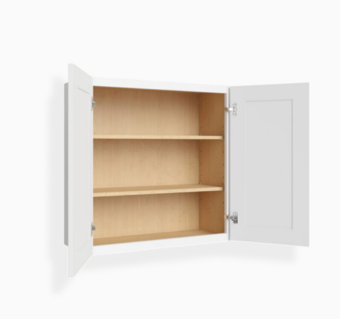 White Shaker 30″ H Double Door Wall Cabinet