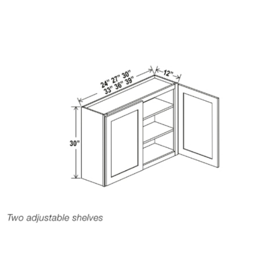 White Shaker 30″ H Double Door Wall Cabinet
