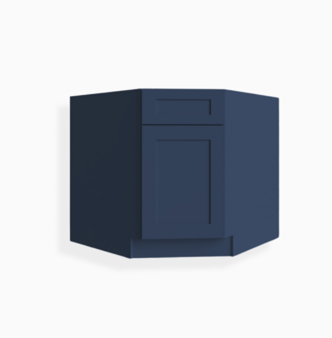 Navy Blue Shaker Corner Sink Base Cabinet