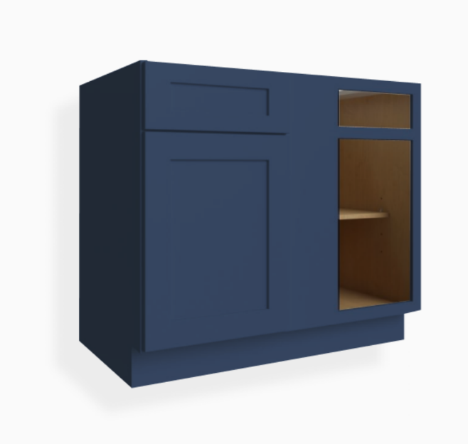 Navy Blue Shaker Blind Corner Base Cabinet