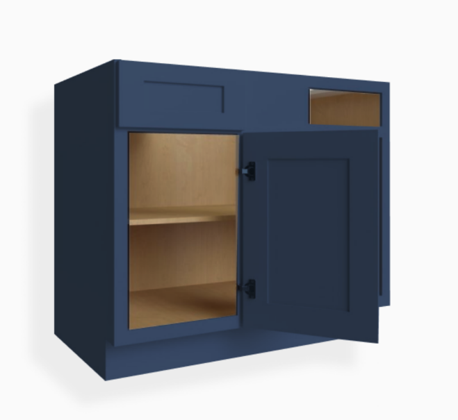 Navy Blue Shaker Blind Corner Base Cabinet