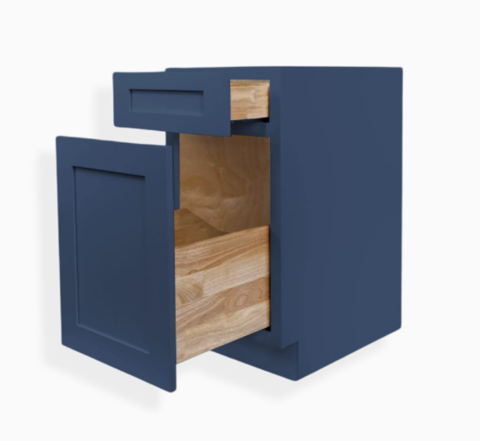 Navy Blue Shaker Base Waste Basket Cabinet