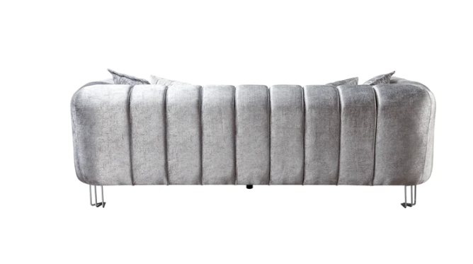 Santana Silver Velvet Sofa & Loveseat