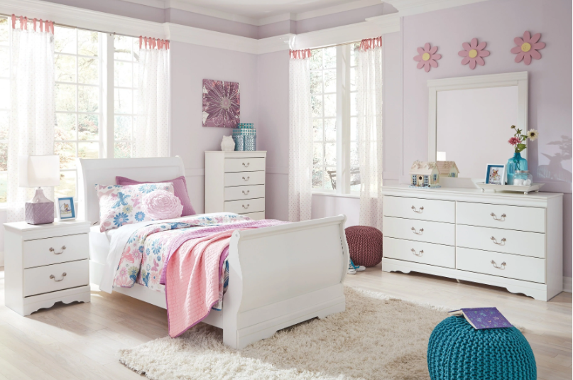 Anarasia White Sleigh Youth Bedroom Set