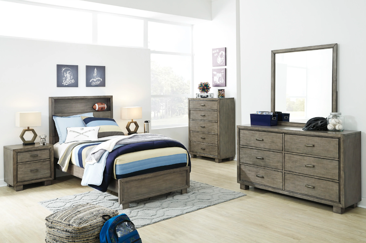 Arnett Gray Bookcase Panel Youth Bedroom Set
