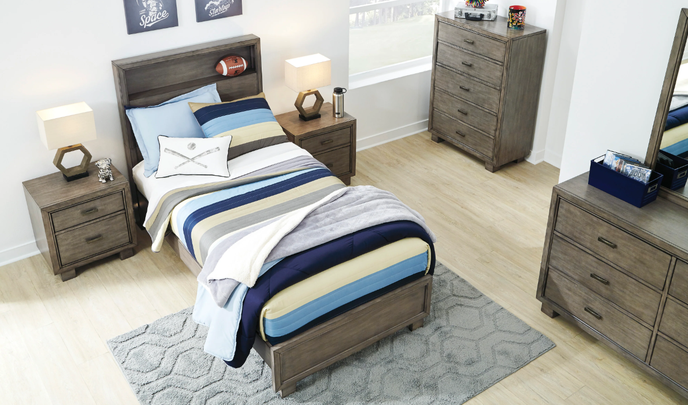 Arnett Gray Bookcase Panel Youth Bedroom Set