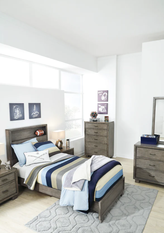 Arnett Gray Bookcase Panel Youth Bedroom Set