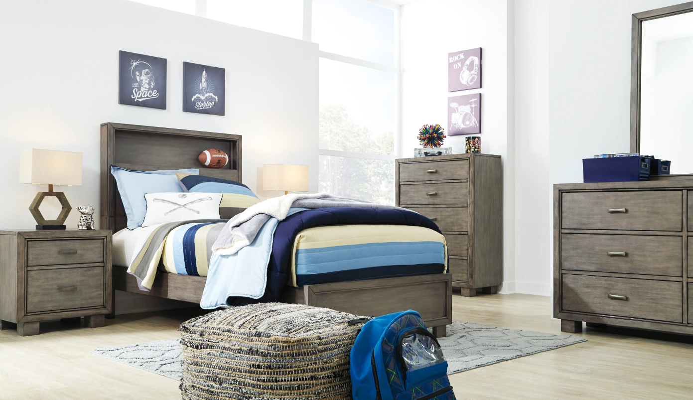 Arnett Gray Bookcase Panel Youth Bedroom Set