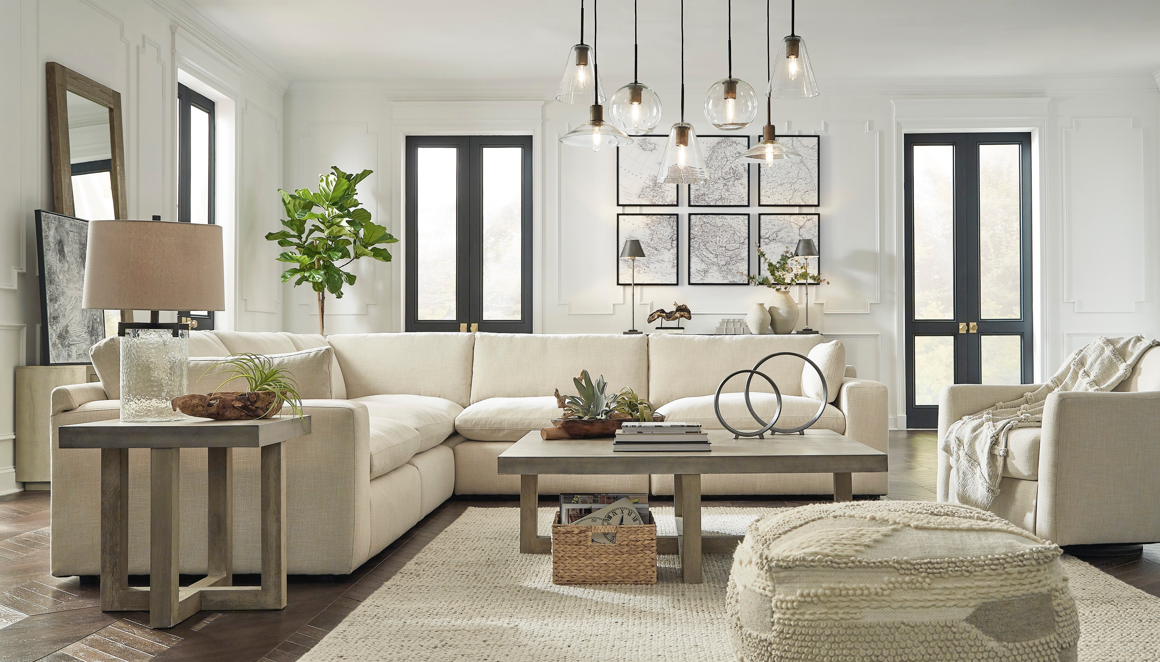 Elyza Linen 5-Pieces Sectional-2