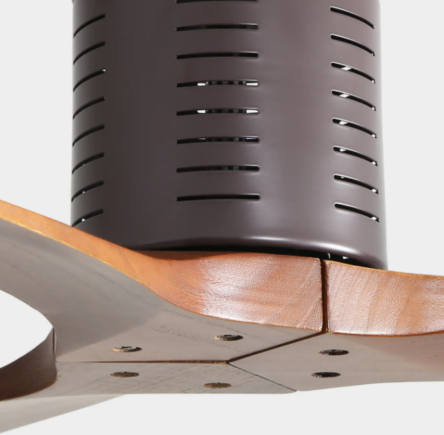 Ventilador de techo empotrado de 52″ sin luz, diseño de aspas de madera de nogal