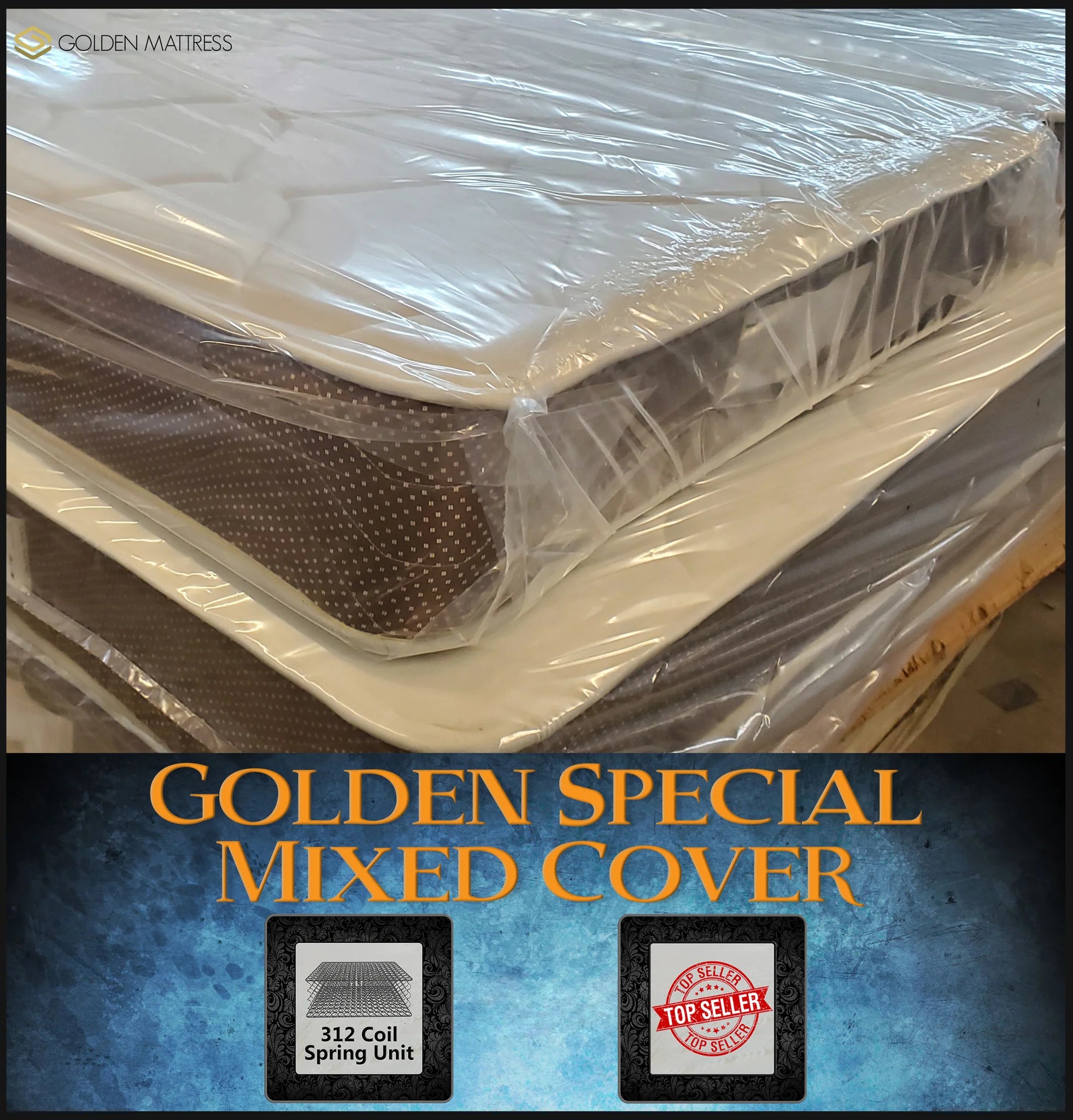 Golden Premium Mixed Cover Mattress – 8" Quilted, Firm Support