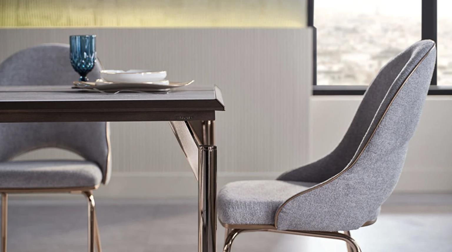 Mesa de comedor y 6 sillas color gris Habana