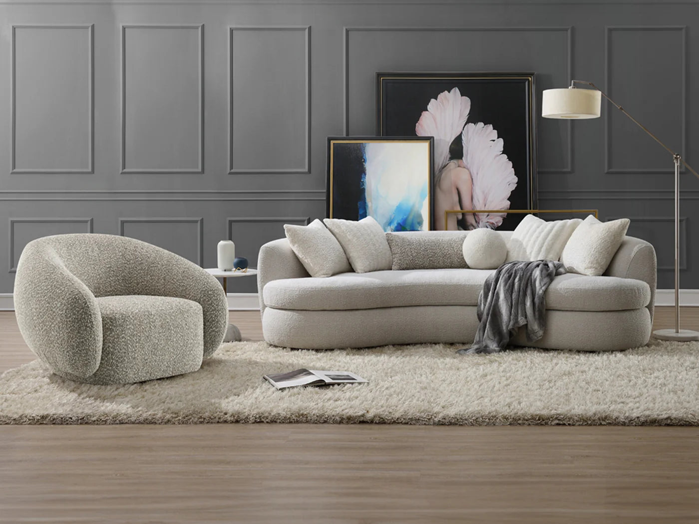 Sofá seccional de dos piezas Lindyn color marfil