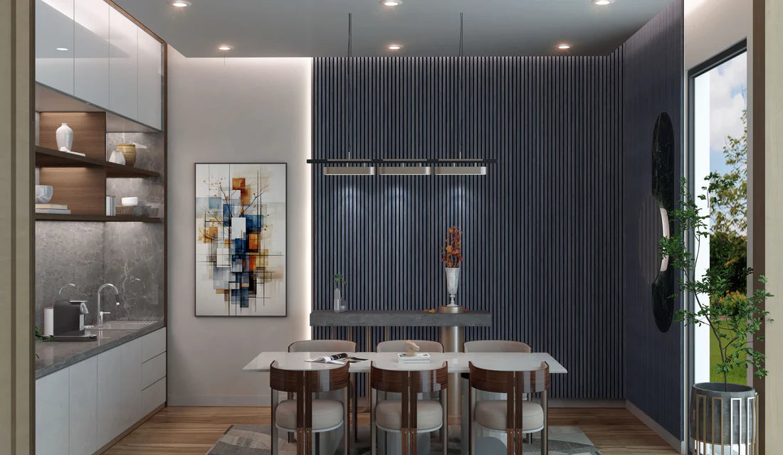 Acoustic Techno Black wood acoustic panel offers bold modern style with excellent sound absorption for contemporary interiors.