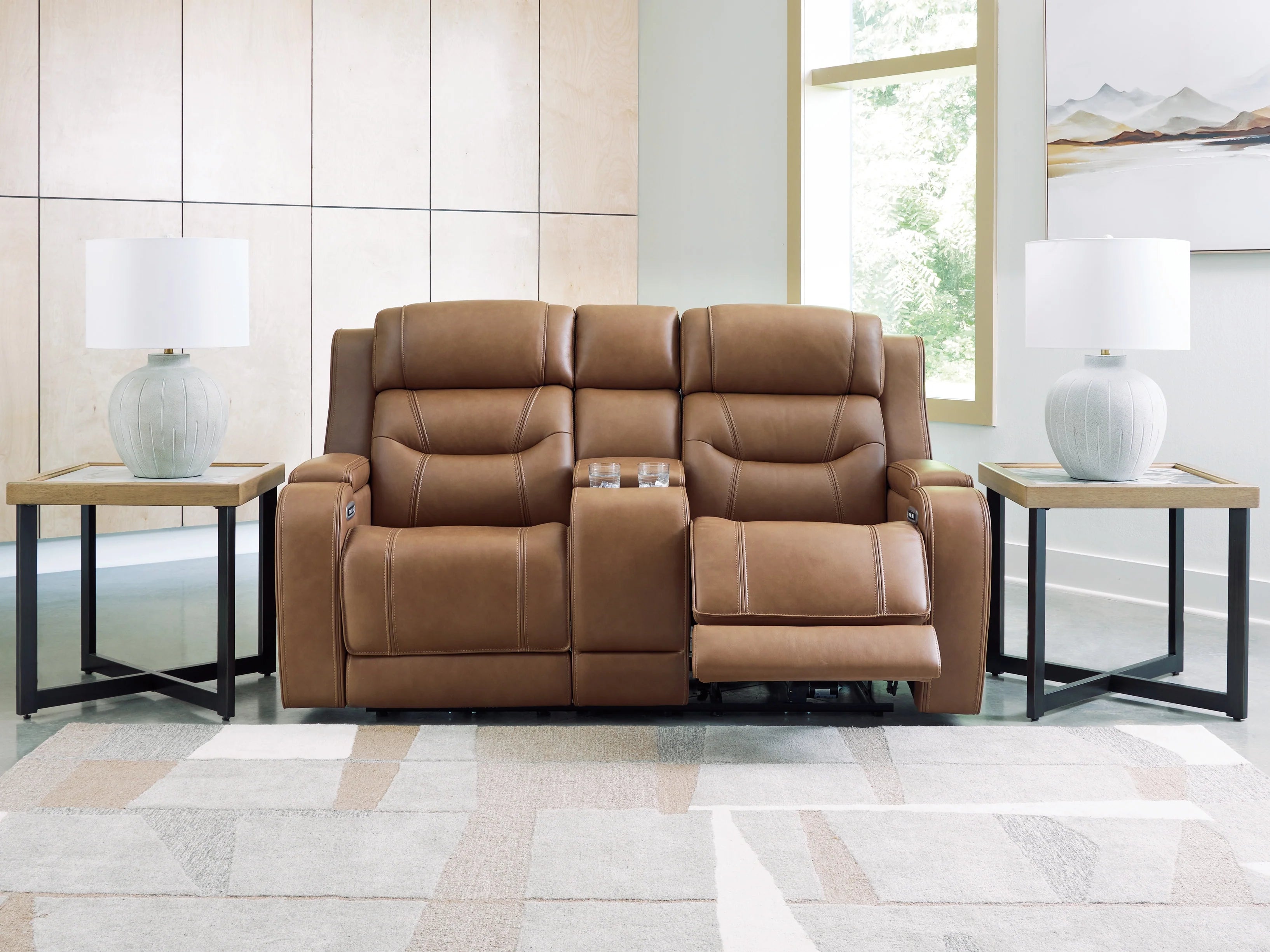 Knightington Caramel 3-Pieces Power Reclining Living Room Set with Audio Seating