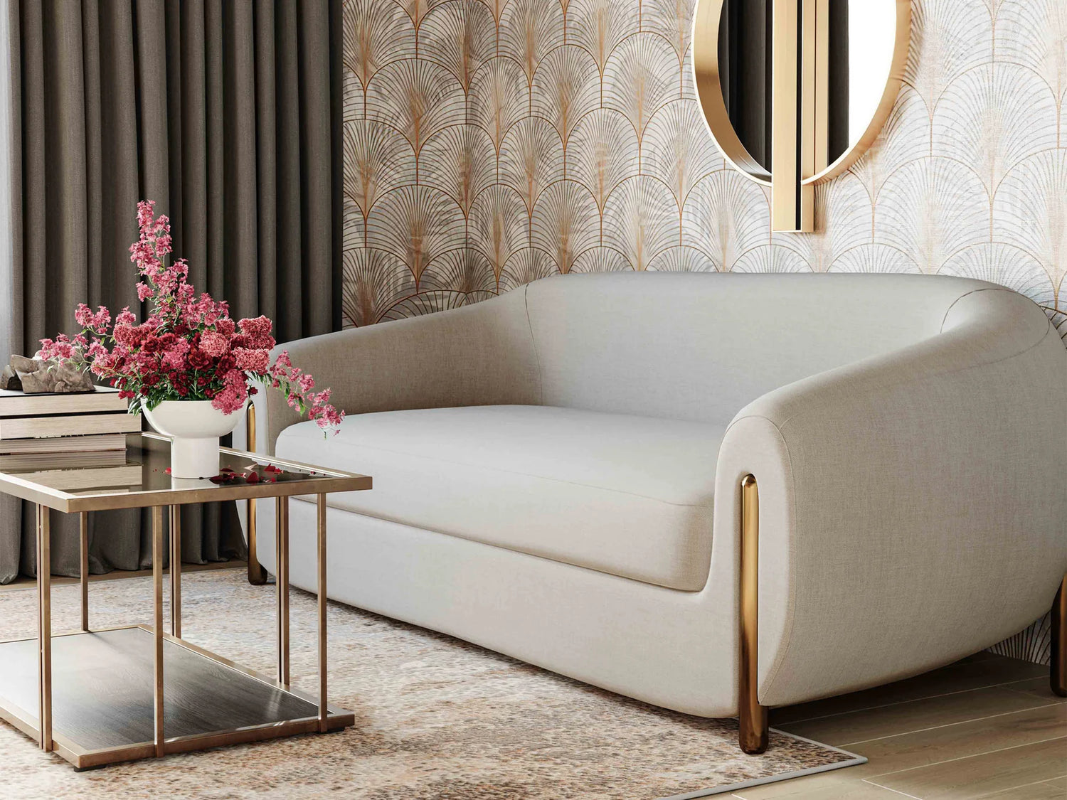 Sofá seccional de dos piezas Lindyn color marfil