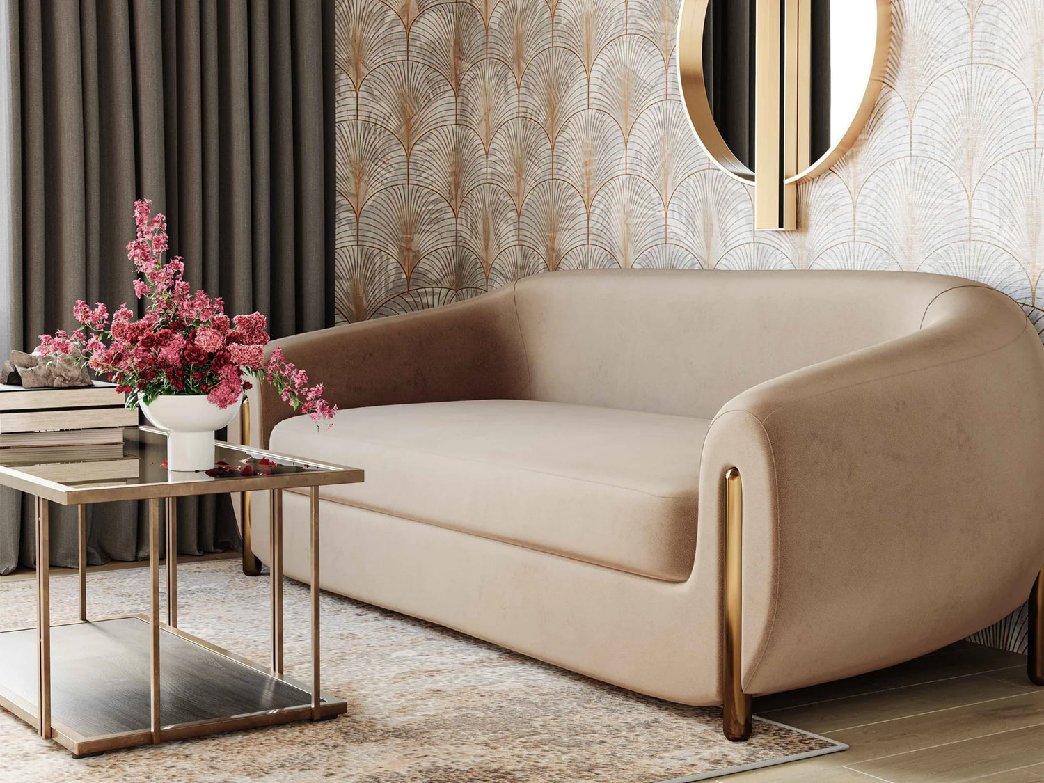 Sofá seccional de dos piezas Lindyn color marfil