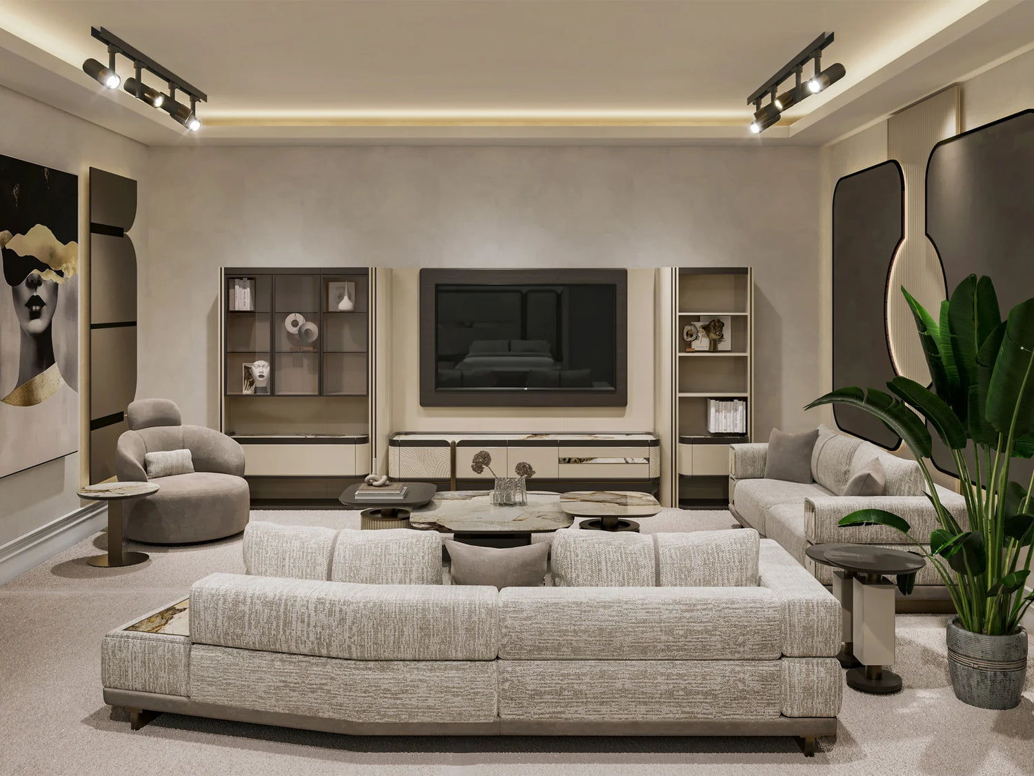 Sofá seccional de dos piezas Lindyn color marfil