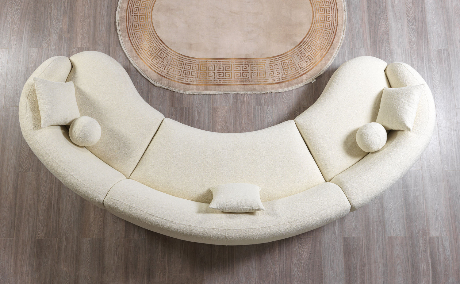 Seccional curvo de 3 piezas Bonita Ivory Boucle