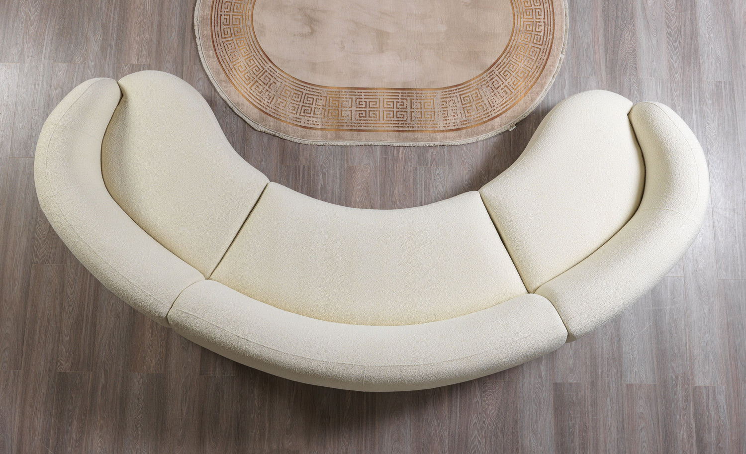 Seccional curvo de 3 piezas Bonita Ivory Boucle