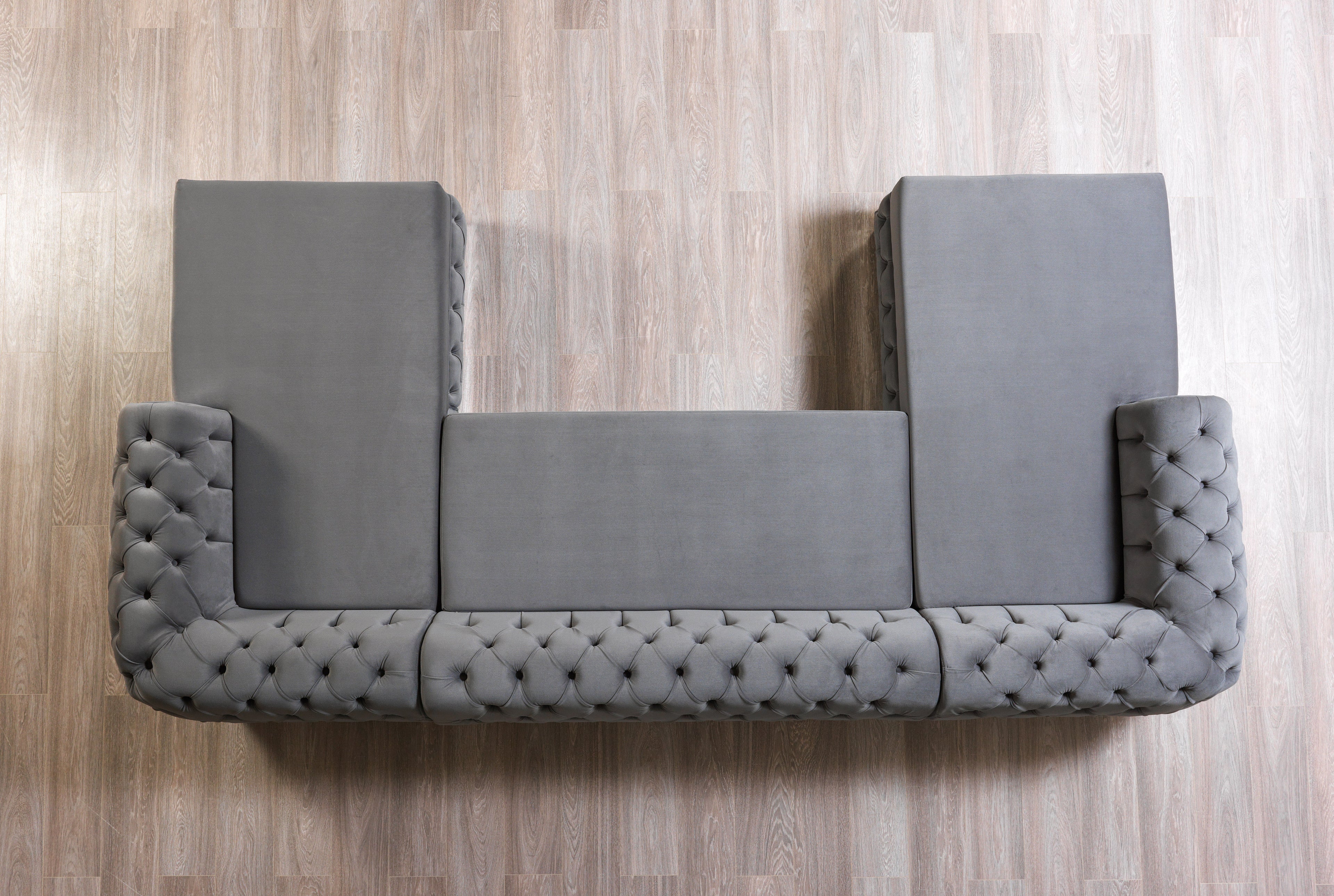 Jess Velvet Gray Double Chaise Sectional
