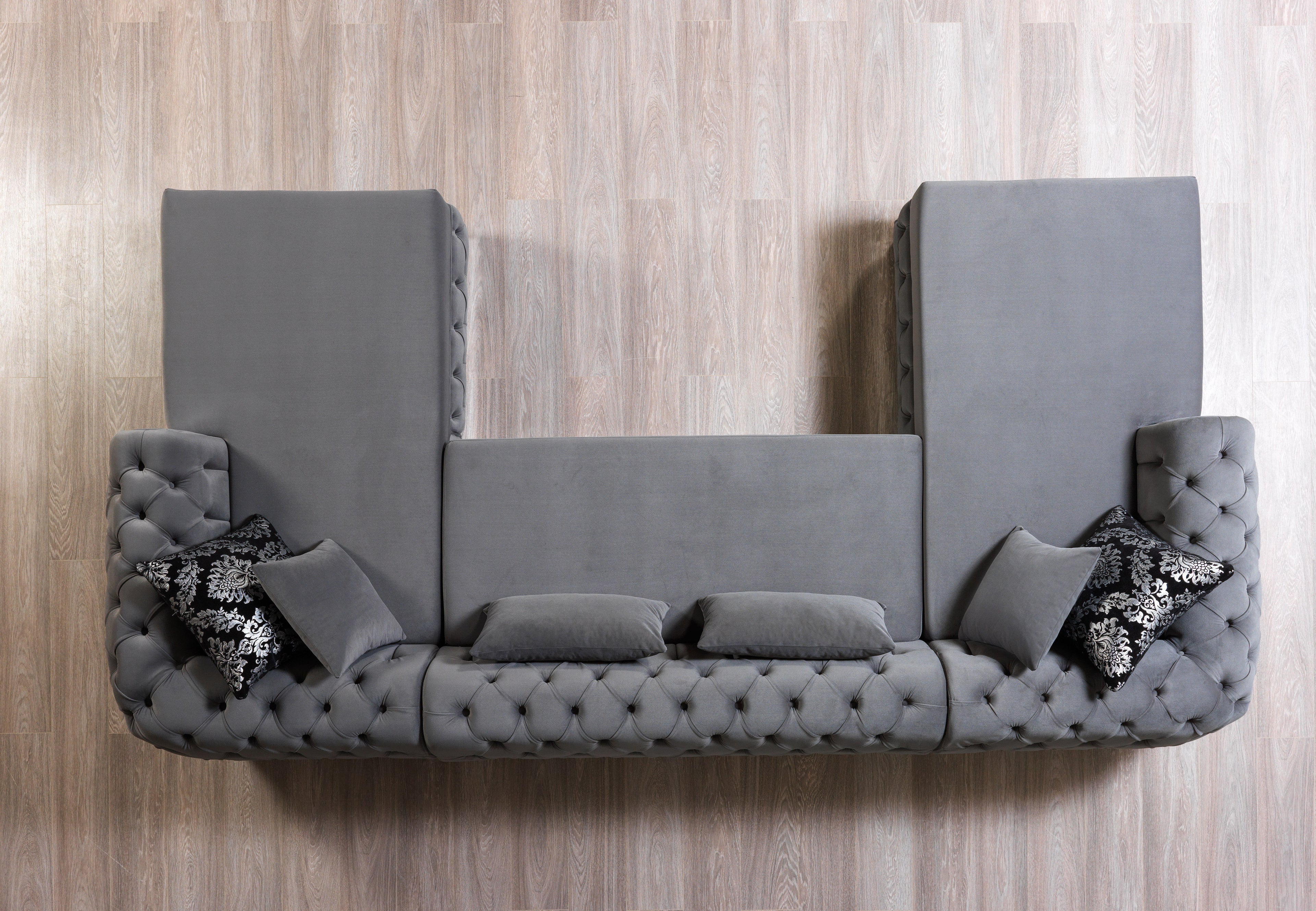 Jess Velvet Gray Double Chaise Sectional