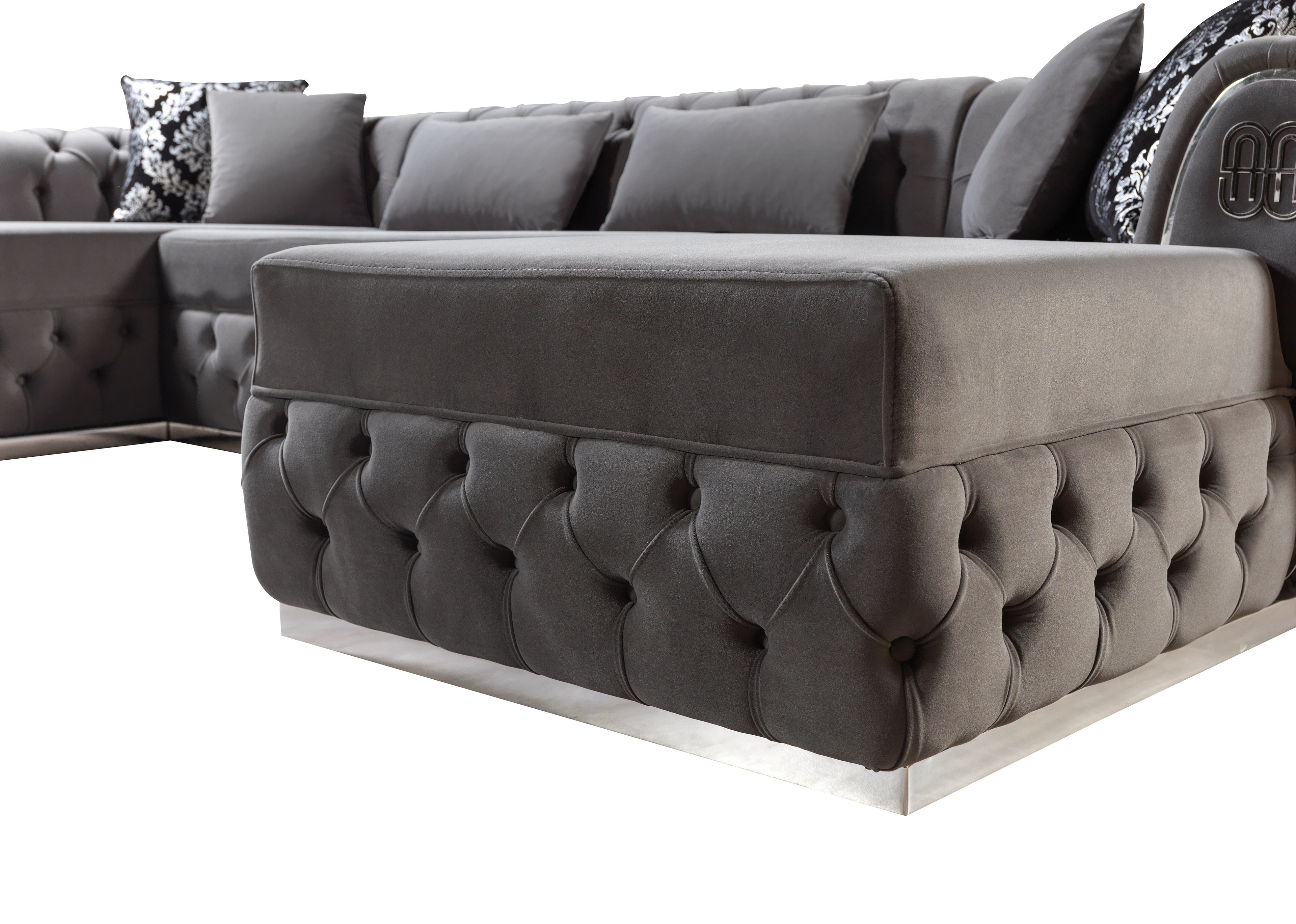Jess Velvet Gray Double Chaise Sectional