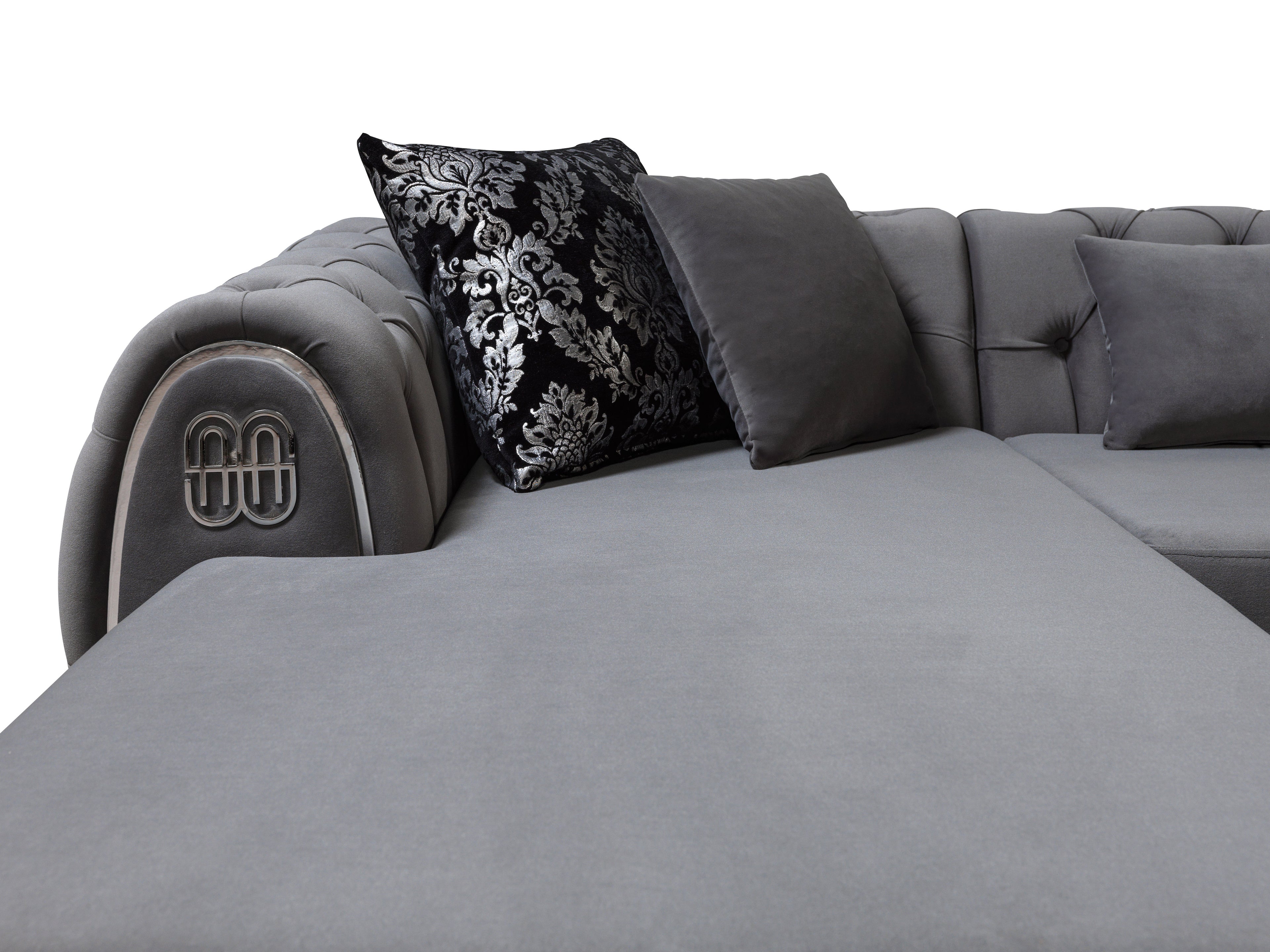 Jess Velvet Gray Double Chaise Sectional
