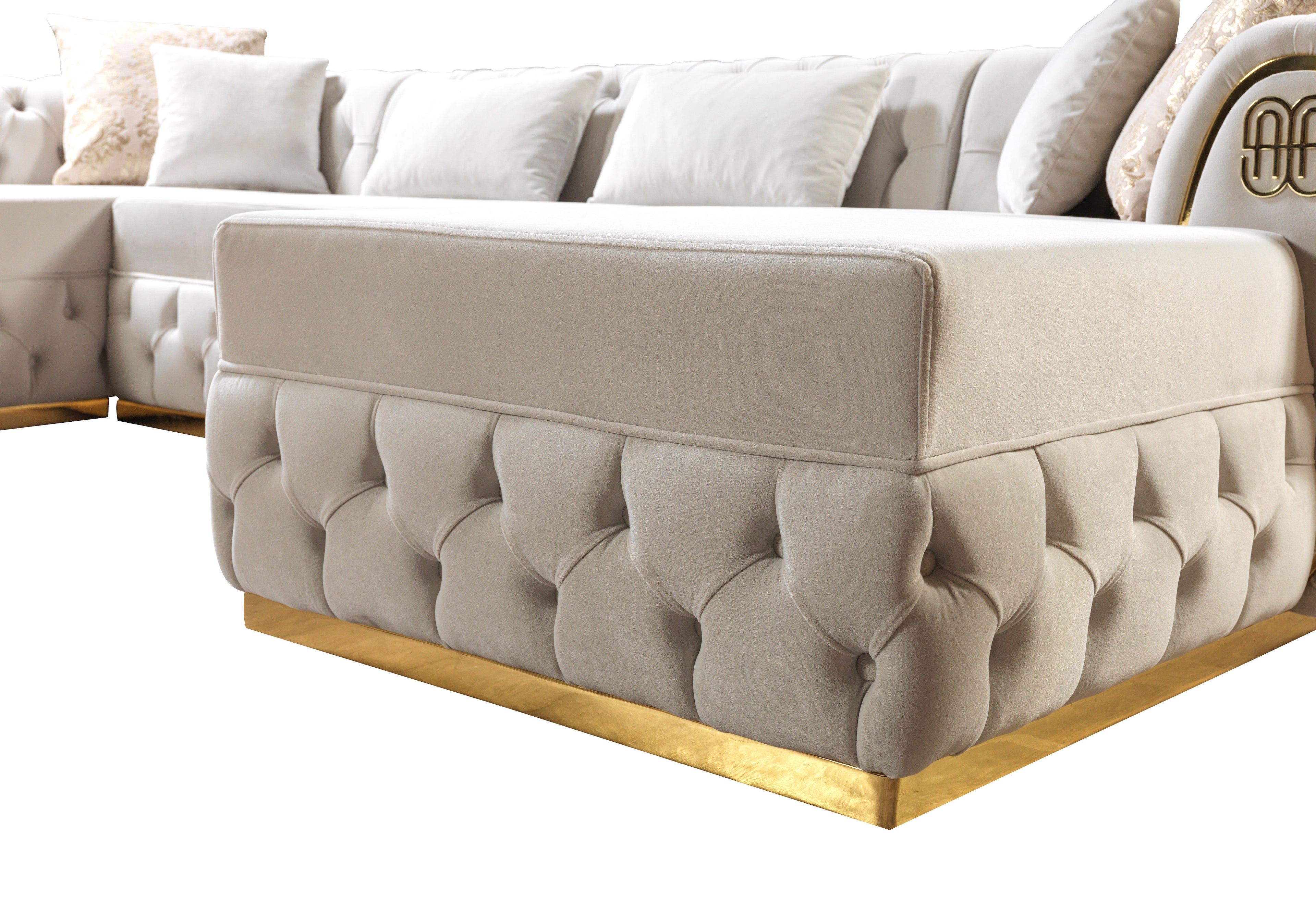 Chaise longue seccional doble Jess Velvet Ivory