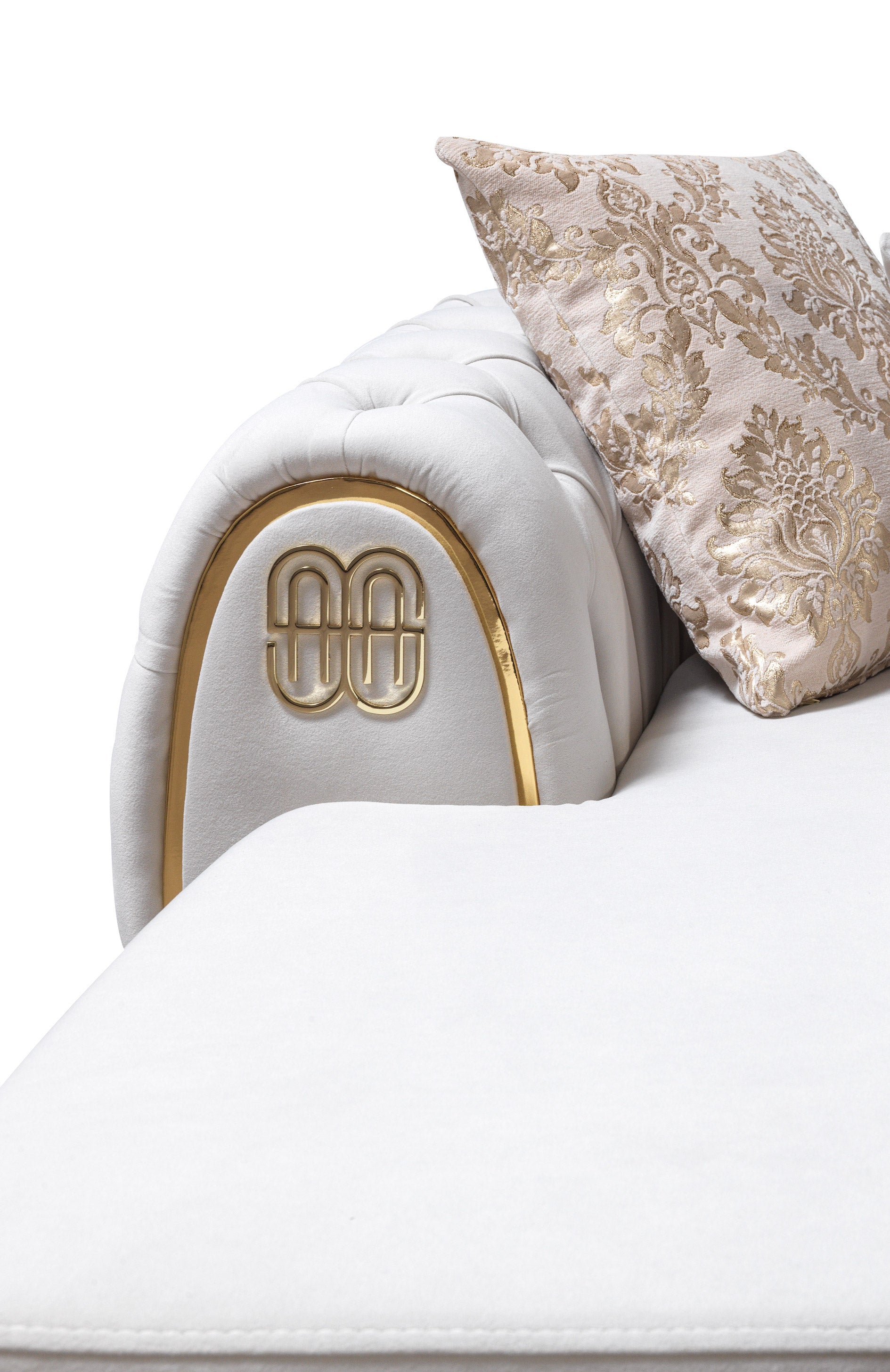 Chaise longue seccional doble Jess Velvet Ivory