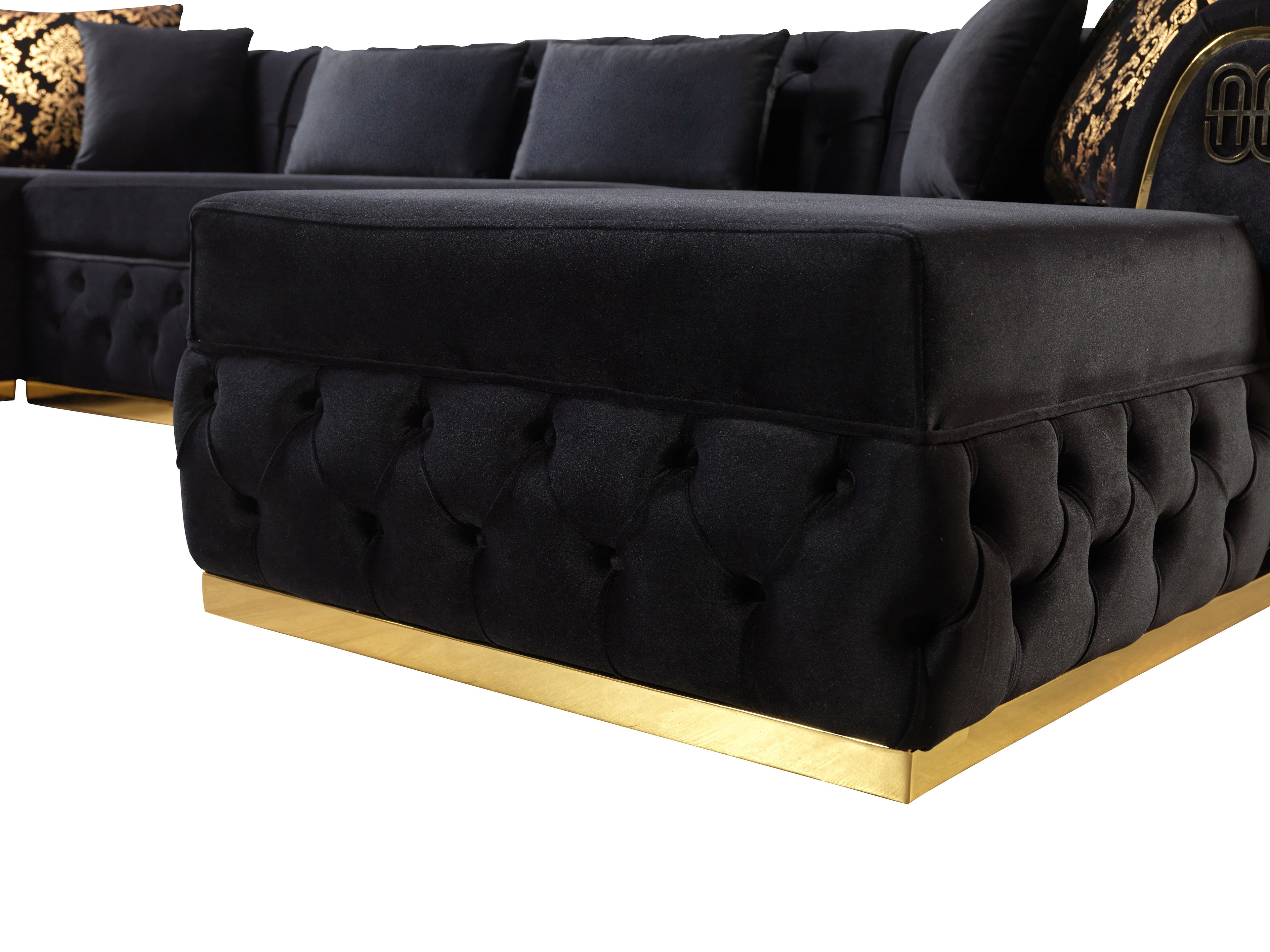 Jess Velvet Black Double Chaise Sectional