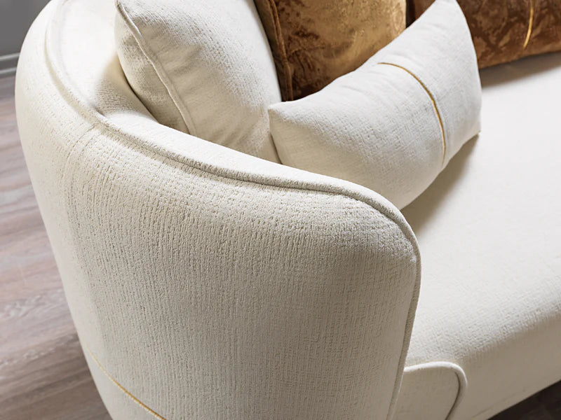Sofá y loveseat de terciopelo marfil Helena