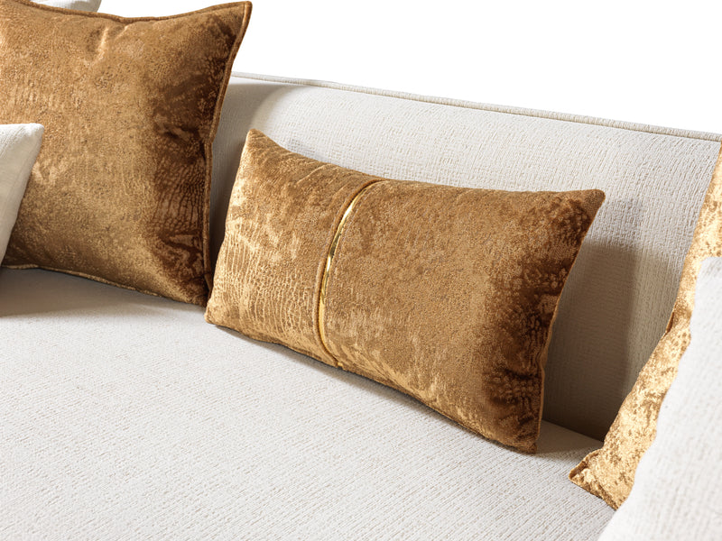 Sofá y loveseat de terciopelo marfil Helena