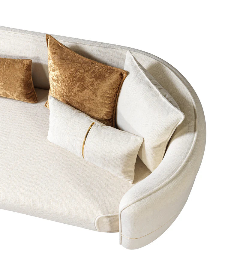 Sofá y loveseat de terciopelo marfil Helena