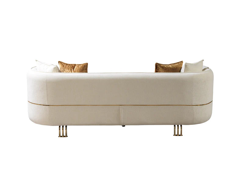 Sofá y loveseat de terciopelo marfil Helena