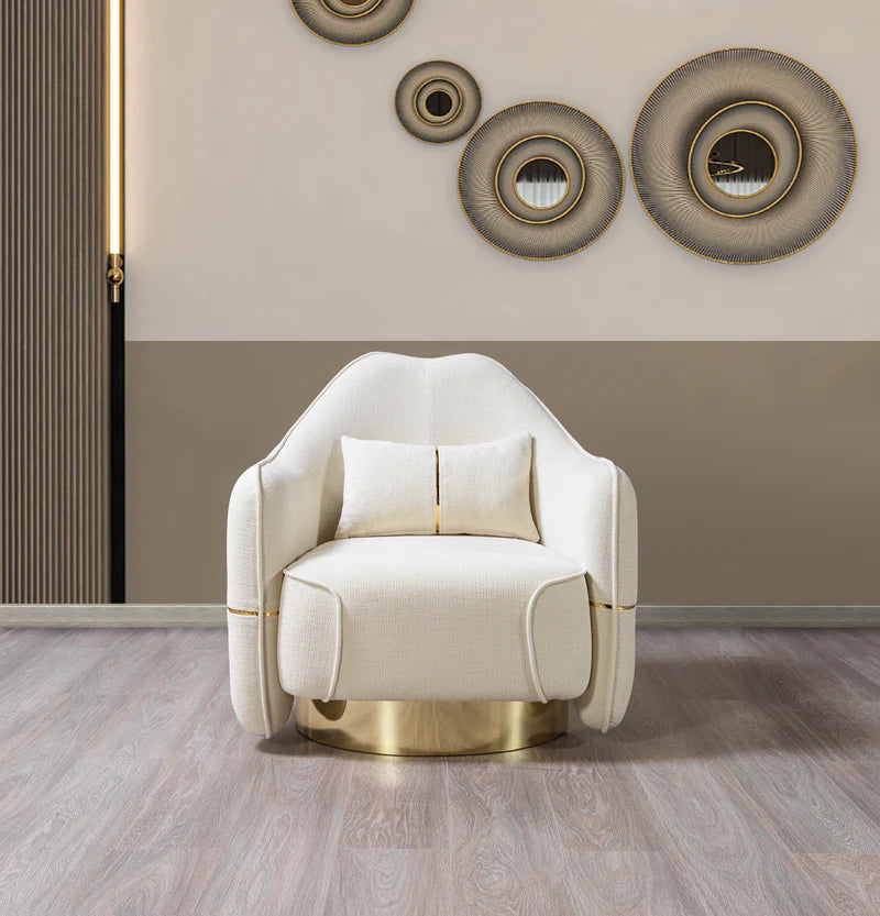 Sofá y loveseat de terciopelo marfil Helena