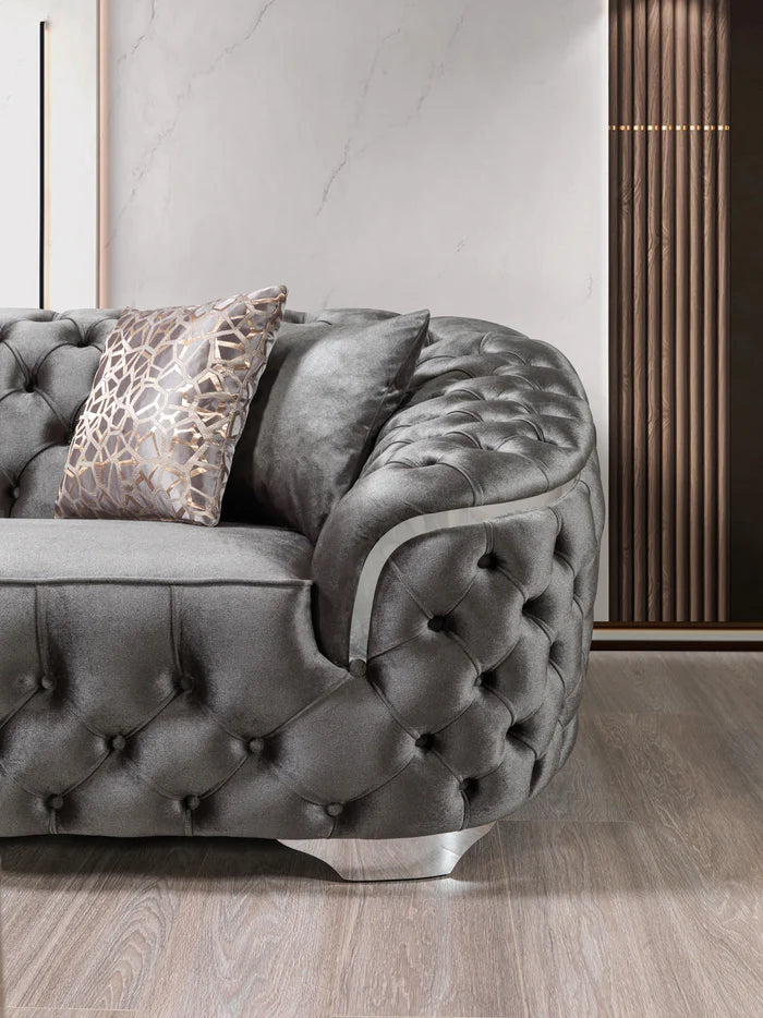 Lupino Gray Velvet Loveseat