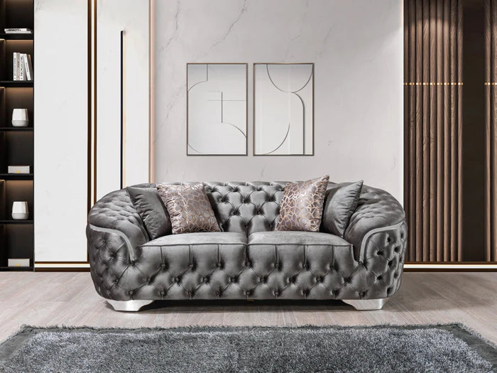 Lupino Gray Velvet Loveseat